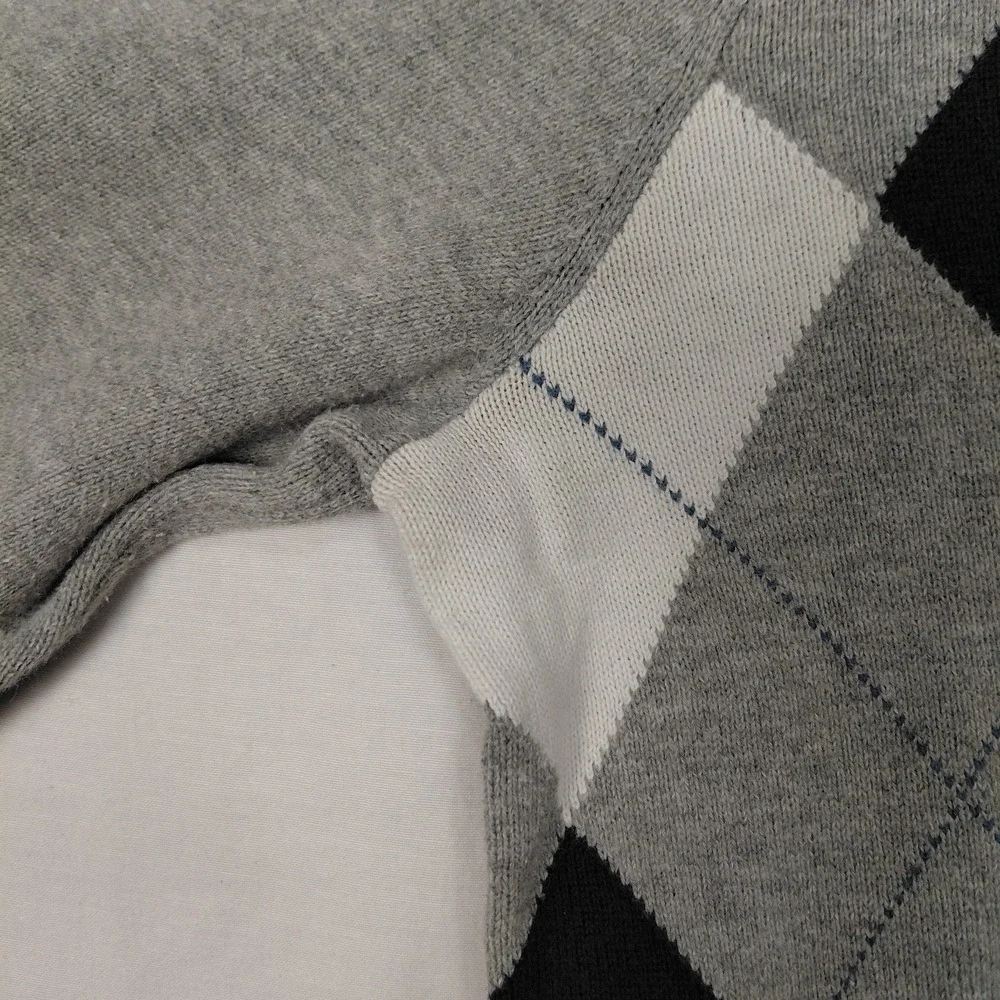 Tommy Hilfiger Size S Argyle V Neck Sweater Men Pullover Gray Blue Cotton Preppy